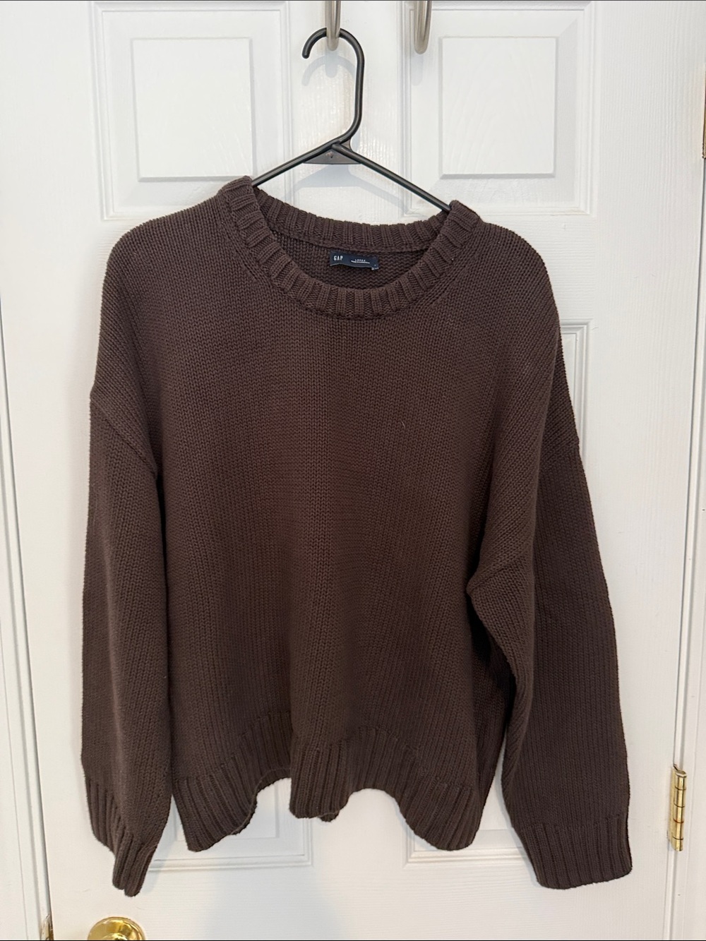 GAP 100% Cotton Brown Cropped Crewneck Knit Sweater
